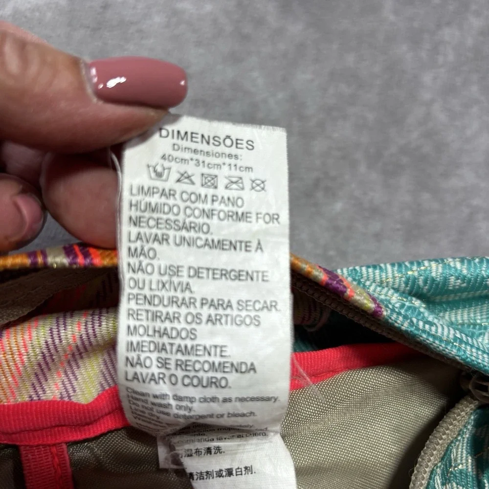 JanSport Right Pack World Backpack Teal/Pink/Coral Suede Bottom BOHO EUC